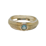 Sterling Silver Blue Topaz Textured Dress Band Ring Vintage c1970 Size O 1/2