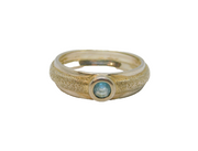 Sterling Silver Blue Topaz Textured Dress Band Ring Vintage c1970 Size O 1/2