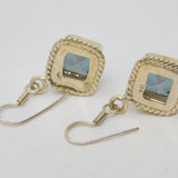Pair of Sterling Silver Green/Purple Crystal Hook Drop Earrings Vintage c1990