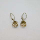 Pair of Sterling Silver Colourful Crystal Leverback Drop Earrings Modern c1990