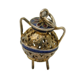 Sterling Silver Gilt Incense Burner Enamel Charm Pendant Vintage c1970
