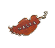 Sterling Silver Enamel Malta Charm Pendant Vintage c1970s