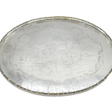 20th Century Chinese White Metal Decorative Serving Tray Antique c1920