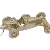 Sterling Silver Racing Car With Moving Wheels Charm Pendant Vintage c1970
