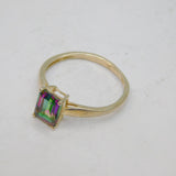 Sterling Silver Mystic Sapphire Solitaire Dress Band Ring Vintage c1990 Size Q