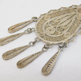 Sterling Silver Eastern Style Filigree Drop Pendant Antique c1920 Art Deco
