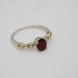 Sterling Silver Garnet & White Sapphire Dress Ring Vintage c1970 Size N 1/2