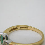9ct Yellow Gold, 0.25ct Emerald & Diamond Dress Ring Vintage Sheffield