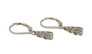 Pair of Sterling Silver Graduating Triple CZ Leverback Earrings Vintage c2000