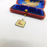 Sterling Silver Enamel 'L' Alphabet Charm Pendant Vintage c1970
