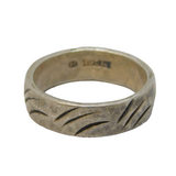 Sterling Silver Claw Pattern Band Ring Vintage 1973 Birmingham 'OY'