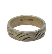Sterling Silver Claw Pattern Band Ring Vintage 1973 Birmingham 'OY'