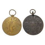 WW1 Pair of War Medals, Victory Medal PTE V Barrett Hampshire Regt.