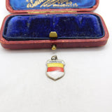Sterling Silver and Enamel Munster Travel Shield Charm Pendant Vintage c1970