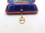 Sterling Silver and Enamel Munster Travel Shield Charm Pendant Vintage c1970