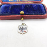 Sterling Silver and Enamel Dortmund Travel Shield Charm Pendant Vintage c1970