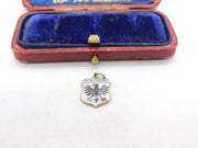 Sterling Silver and Enamel Dortmund Travel Shield Charm Pendant Vintage c1970