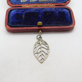 Sterling Silver Veined Leaf Charm Pendant Vintage c1970