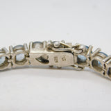 Sterling Silver Blue Topaz Set Tennis Bracelet Vintage c1970s