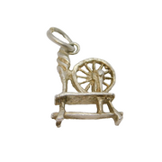 Sterling Silver Spinning Wheel Charm Pendant Vintage c1970