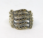 Sterling Silver Art Deco Marcasite Dress Ring Antique c1930 Size L 1/2