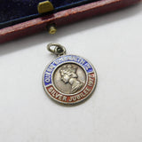 Sterling Silver Queen Elizabeth Silver Jubilee Charm Pendant Vintage c1970