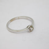 Sterling Silver Round CZ Solitaire Narrow Band Ring Vintage c1970 Size M 1/2
