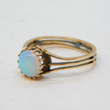 20th Century 9ct Rose Gold & Opal Set Solitaire Ring Antique c1930s