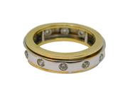 Gold On Sterling Silver 12 Stone CZ Set Spinning Ring Vintage c1970 Size R 1/2