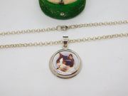 Sterling Silver Enamel Black & White Cat Kitten Pendant Necklace Vintage