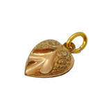Victorian Rolled Gold Floral Pattern Puffy Heart Pendant Antique c1880s