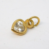 9ct Yellow Gold Small Paste Set Heart Drop Charm Vintage c1970
