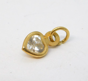 9ct Yellow Gold Small Paste Set Heart Drop Charm Vintage c1970