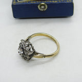 Sterling Silver Gilt & Spinel Set Floral Cluster Ring Vintage c1990 Birmingham