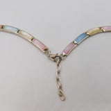 Sterling Silver Colourful Dyed Natural Shell Panel Necklace Vintage c1990's