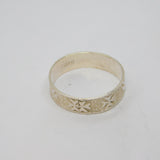 Sterling Silver Maltese Cross Relief Pattern Band Ring Vintage c1970 Size Q