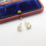 Pair of Sterling Silver Crescent Moon Form Stud Earrings Vintage c1970