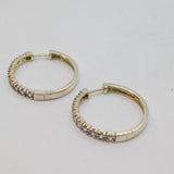Pair of Sterling Silver Pale Lavender Hardstone Hoop Earrings Vintage c1970