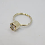 Sterling Silver White Topaz Studio Style Dress Ring Vintage c1970 Size N