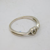 Sterling Silver Diamond Set Open Heart Studio Ring Vintage c1990 Size T 1/2