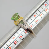 Sterling Silver & Gilt Peridot & Spinel Dress Ring Vintage c1970 Size N 1/2