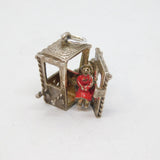 Sterling Silver Sedan Chair With Figure & Opening Door Charm Vintage c1970