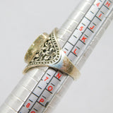 Sterling Silver Abalone Shell Flower Pattern Band Ring Vintage c1970 Size M 1/2