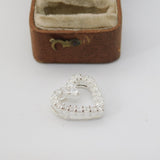 Sterling Silver Paste Set Heart Drop Charm Pendant Vintage c1970