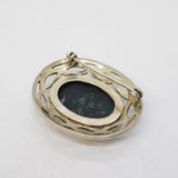 Sterling Silver & Onyx Set Celtic Knot Brooch Pin Vintage c1980s