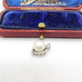 Sterling Silver and Pearl Heart Charm Pendant Vintage c1970