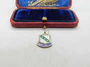 Sterling Silver and Coloured Enamel Travel Shield Chirk Castle Charm c1970