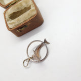 Sterling Silver Circus Dolphin Jumping Through Hoop Charm Pendant Vintage c1970