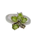 Sterling Silver 4 Peridot & White Topaz Dress Ring Vintage c1970 Size O 1/2