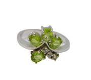Sterling Silver 4 Peridot & White Topaz Dress Ring Vintage c1970 Size O 1/2